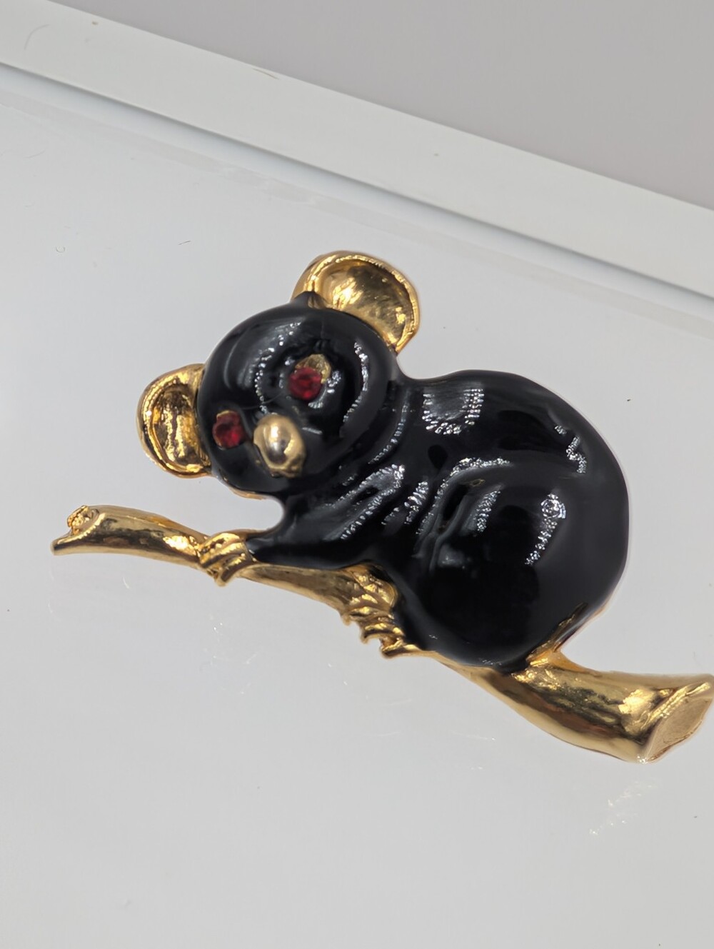 Gold-Tone Black Koala Brooch with Red Eyes - Women Jewelry Brooches C31